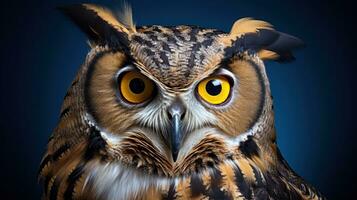 Great Horned Owl in Celebrity Portrait Style AI Generated photo