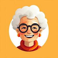 Happy Old Woman Enjoying Minimalistic Animation AI Generated photo
