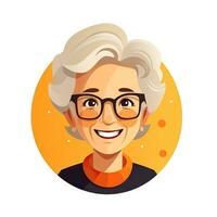 Happy Old Woman in Flat Minimalistic Animation AI Generated photo