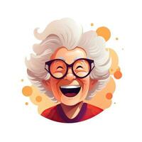 Happy Old Woman in Flat Minimalistic Animation AI Generated photo