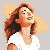 Happy Woman in Flat Minimalistic Animation AI Generated photo