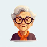 Happy Old Woman in Flat Minimalistic Animation AI Generated AI Generated photo