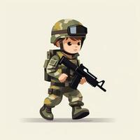 Minimalistic Animation of a Kid Soldier AI Generated photo