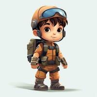 Minimalistic Animation of a Kid Soldier AI Generated photo