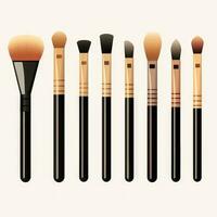 Flat Minimalist Makeup Brush Kit Set AI Generated photo