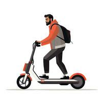 Man Riding Electric Scooter in Flat Minimal Style AI Generated photo