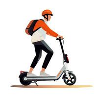 Man Riding Electric Scooter in Flat Minimalistic Style AI Generated photo