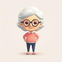 Elderly Woman in Flat Minimalistic Animation AI Generated photo