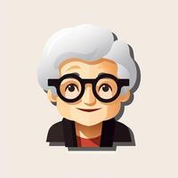 Elderly Woman in Flat Minimalistic Animation AI Generated photo