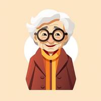 Elderly Woman in Flat Minimalistic Animation AI Generated photo