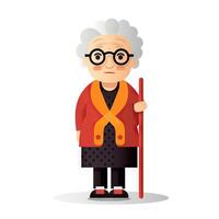 Elderly Woman in Flat Minimalistic Animation AI Generated photo