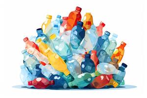 Stack of Plastic Bottles on Minimalist Background AI Generated photo