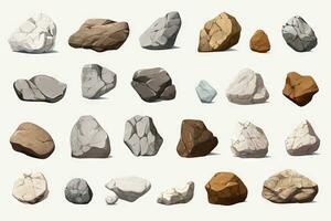 Minimalistic Animation of Set of Rocks AI Generated photo