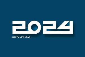 New year 2024 paper cut numbers. Decorative greeting card 2024 happy new year. Creative Christmas banner, vector illustration isolated on blue background