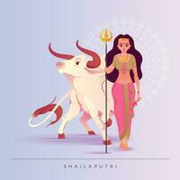 Navratri Concept Illustration, Goddess Shailaputri, Happy Navratri vector