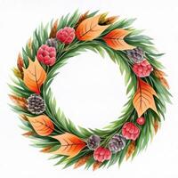 Watercolor Style Autumn Wreath Frame For Text photo