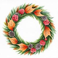 Watercolor Style Autumn Wreath Frame For Text photo