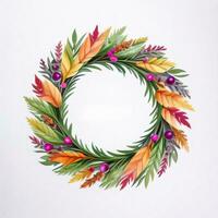 Watercolor Style Autumn Wreath Frame For Text photo