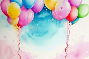 Watercolor Birthday Background For Text Birthday Card photo