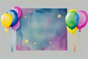 Watercolor Birthday Background For Text Birthday Card photo