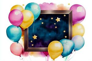 Watercolor Birthday Background For Text Birthday Card photo