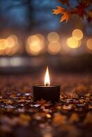 Photo of the candle and fall leaves wallpaper