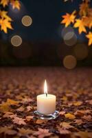 Photo of the candle and fall leaves wallpaper