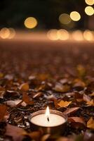 Photo of the candle and fall leaves wallpaper