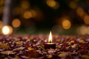 Photo of the candle and fall leaves wallpaper