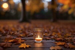 Photo of the candle and fall leaves wallpaper