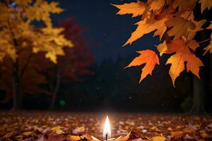 Photo of the candle and fall leaves wallpaper