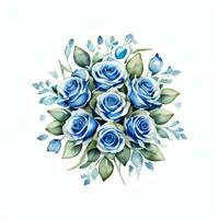 Watercolor Blue Roses Clipart photo