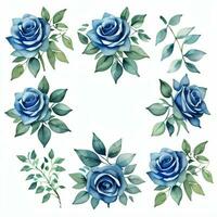 acuarela azul rosas clipart foto