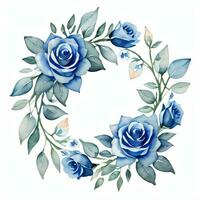 Watercolor Blue Roses Clipart photo