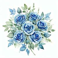 acuarela azul rosas clipart foto