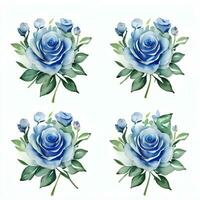 Watercolor Blue Roses Clipart photo