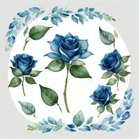 Watercolor Blue Roses Clipart photo