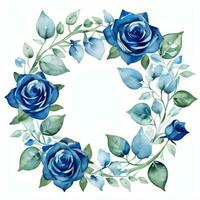 Watercolor Blue Roses Clipart photo