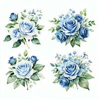 Watercolor Blue Roses Clipart photo