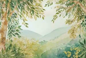 Lexury Watercolor Eucalyptus Background photo