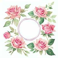 Pink Watercolor Roses Clipart photo