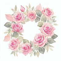 Pink Watercolor Roses Clipart photo