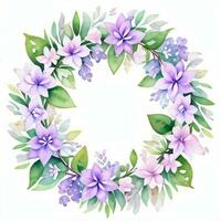 Watercolor Lilac Flowers Clipart photo