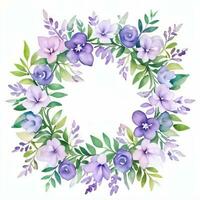 Watercolor Lilac Flowers Clipart photo