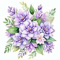 Watercolor Lilac Flowers Clipart photo