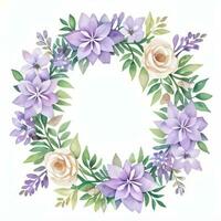 Watercolor Lilac Flowers Clipart photo