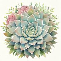 Watercolor Succulents Clipart photo