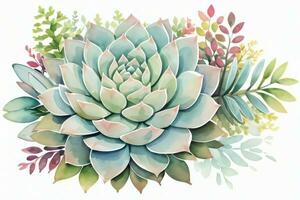 Watercolor Succulents Clipart photo