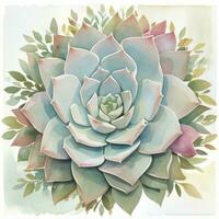 Watercolor Succulents Clipart photo