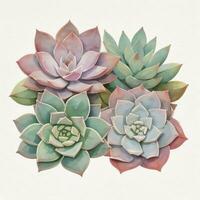 Watercolor Succulents Clipart photo